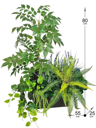 Рябина с папоротником 80см в длинном кашпо