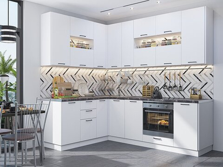 Угловая модульная кухня Флэт-02 White In 2S - Белый 2340*1700/2400*600
