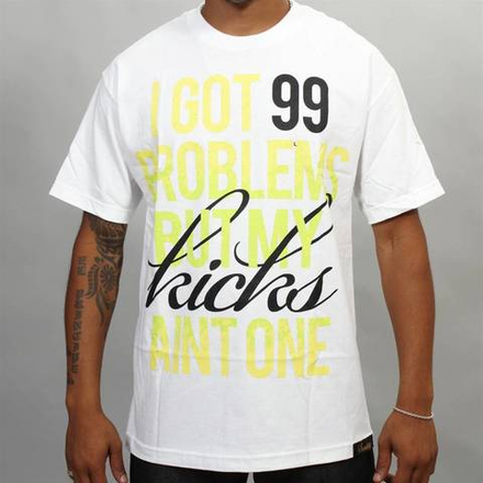 Футболка Sneaktip 99 Problems белая с салатовым