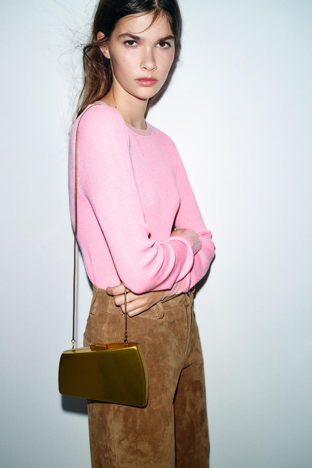 ZARA СУМКА-ШКАТУЛКА ИЗ МЕТАЛЛА, ЗОЛОТИСТЫЙ