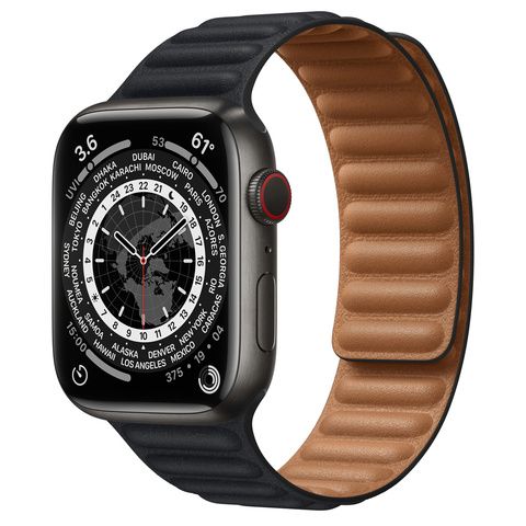 Умные часы Apple Watch Series 7 GPS + Cellular 45mm Space Black Titanium Case with Midnight Leather Link