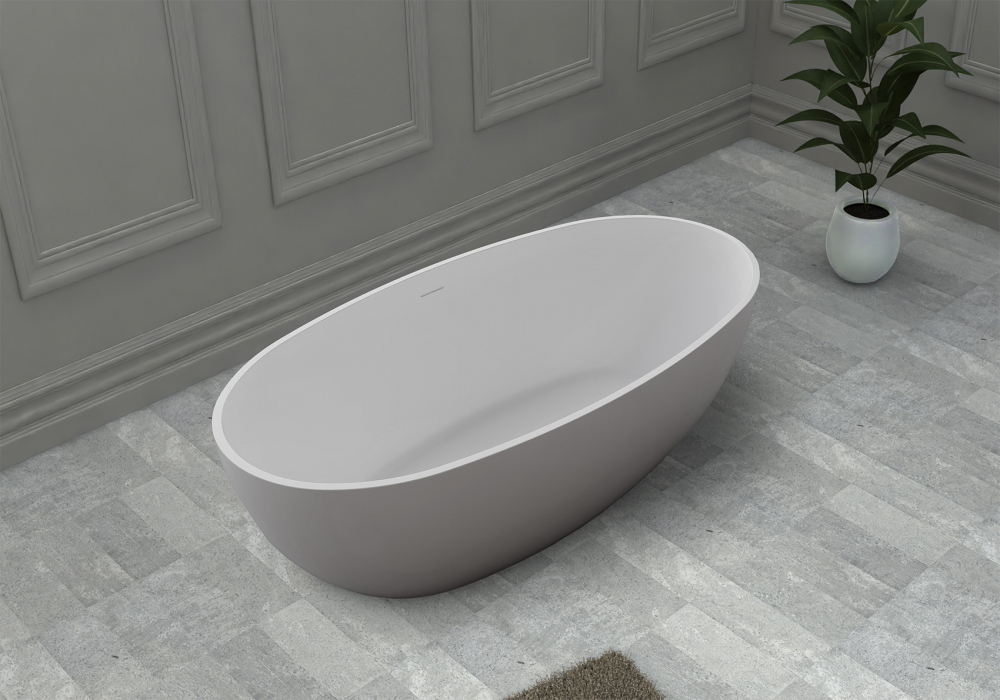 Ванна из искусственного камня ABBER Stein AS9641-1.5 белая матовая  150x78 см