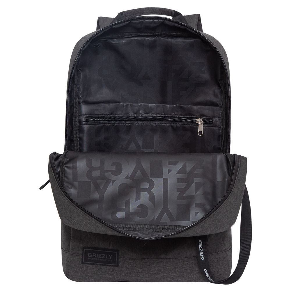Рюкзак Grizzly, 28*42*12см, 1 отделение, 4 кармана, укрепленная спинка, черный