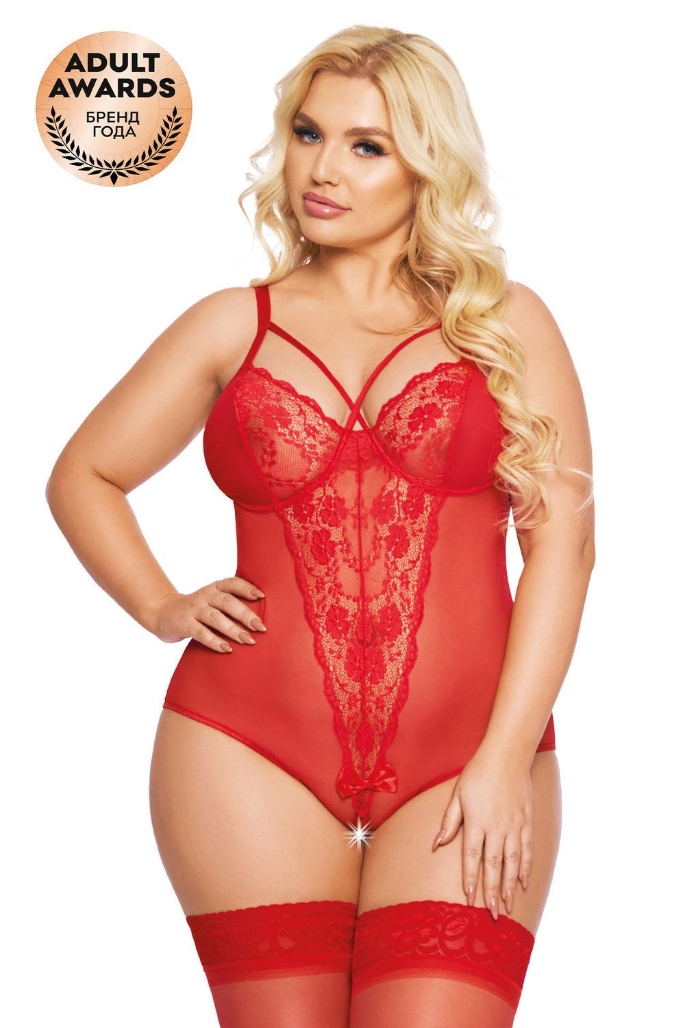 Боди SoftLine Collection Amanda, красный, XL