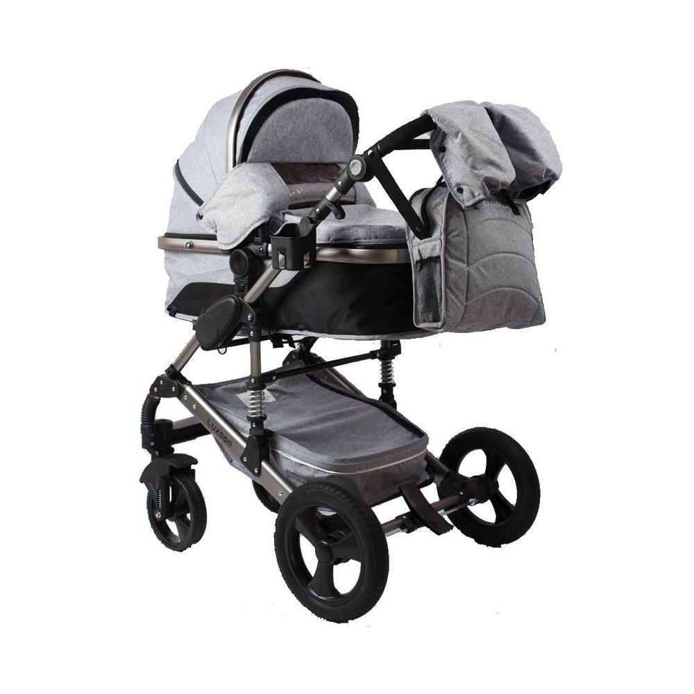 Детская коляска LUXMOM 555-W 3В1 серый текстиль