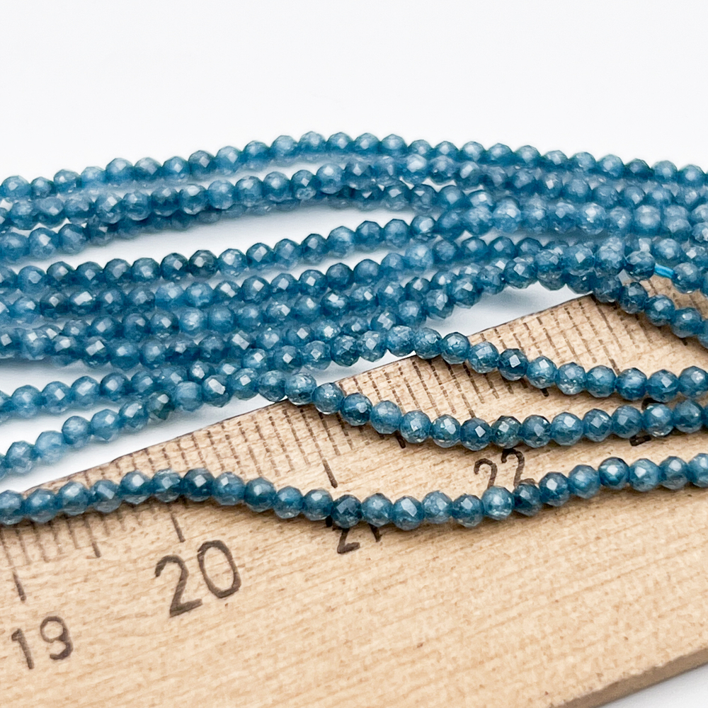 Фианит Кракле бусины (кубический цирконий), цвет апатит, размер около 2 мм, цена за нить 38 см