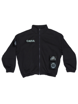 Толстовка "Пацанская" с нашивками. Черная