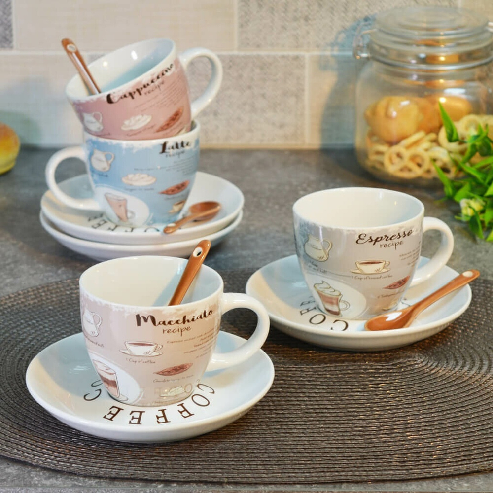 Чайный набор на 4 персоны 180мл с ложками "Кофе мира"