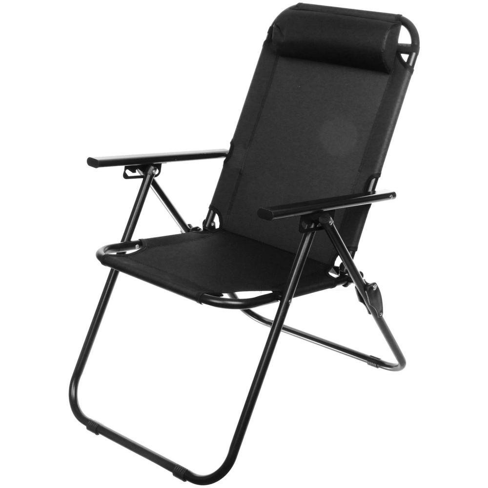 Кресло складное с подлокотниками TFS1608, 54*68*95 см, 3 положения, чёрный.