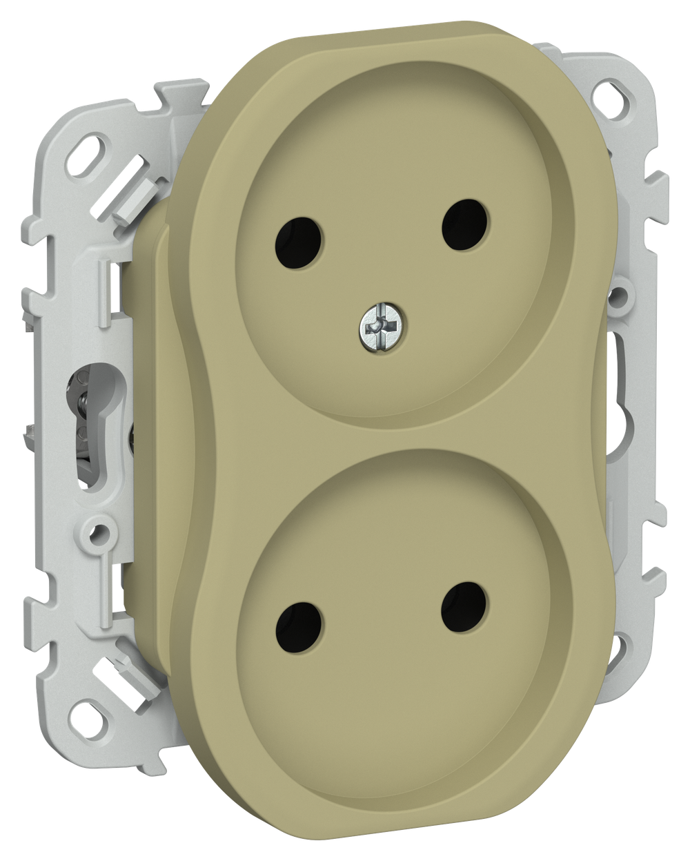 FLITE Розетка 2-местная без заземления без защитных шторок безвинтовое крепление 10А РС02-1-ФлО оливковый IEK