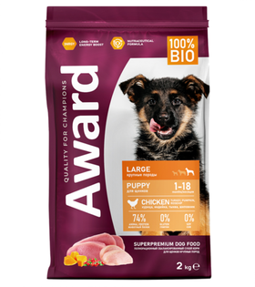 Award Dog Large Puppy с курицей и индейкой с добавлением тыквы и шиповника 2кг.