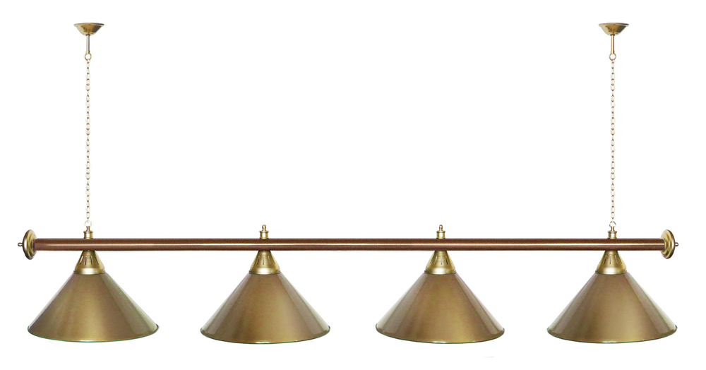 Лампа STARTBILLIARDS 4 пл. (плафоны зеленые,штанга золотая,фурнитура золото)