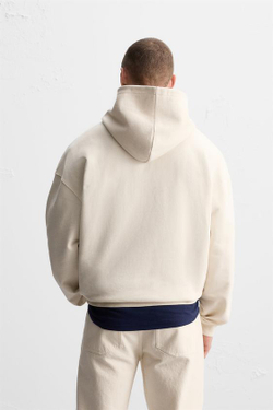 ZARA ХУДИ С КОНТРАСТНЫМИ НАШИВКАМИ, ЭКРЮ