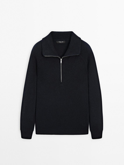 Massimo Dutti Свитер из смесовой шерсти, темно-синий