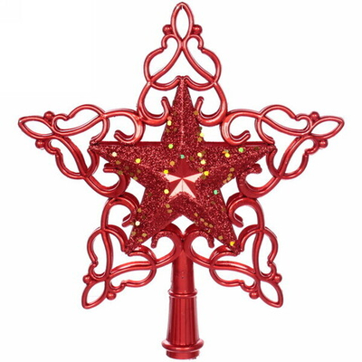 Звезда на ёлку «Кружево» 20*22 см, Красный