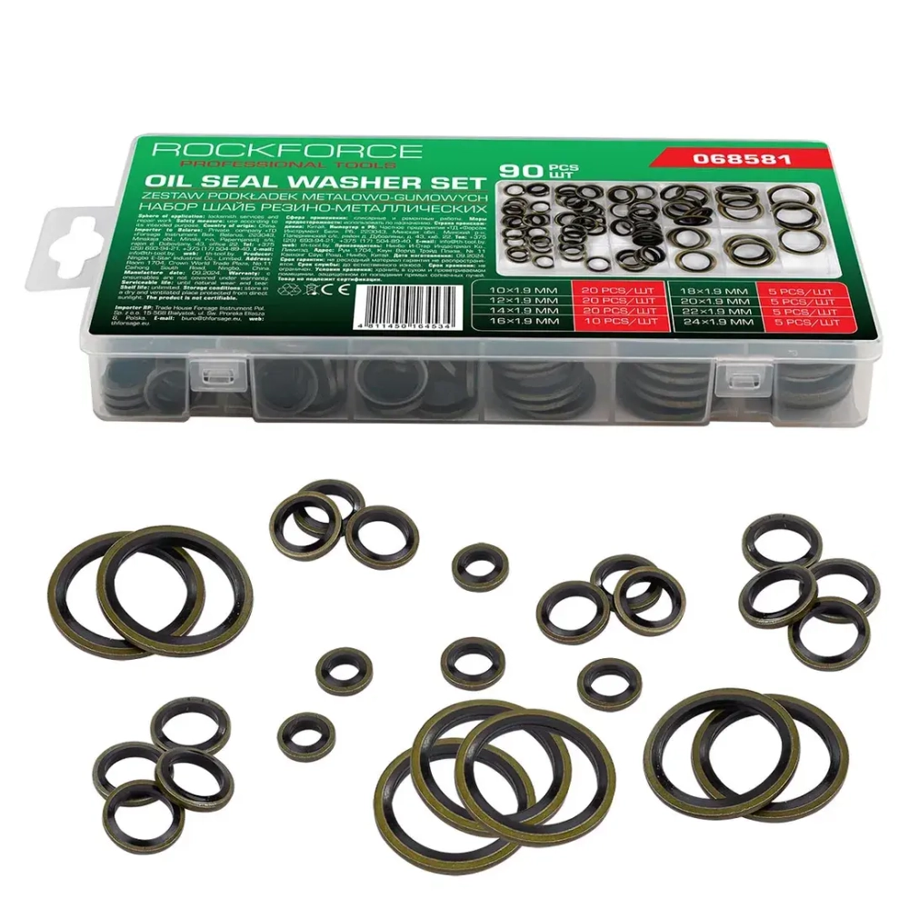 Шайбы резино-металлические, набор 90пр. RockFORCE RF-068581