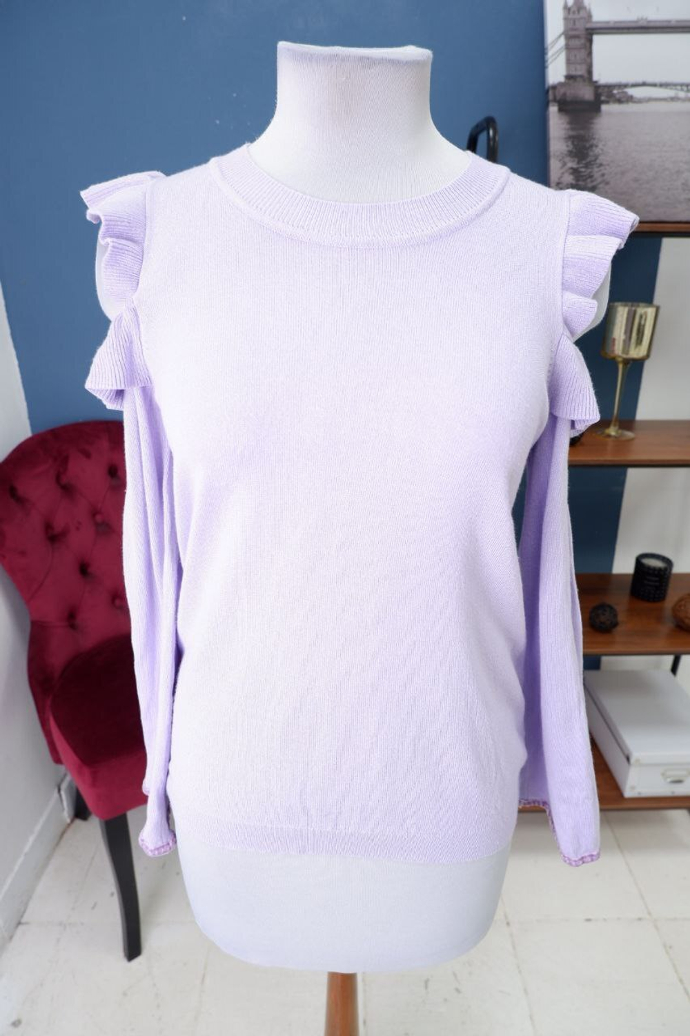 Джемпер с открытыми плечами 44-46 размер