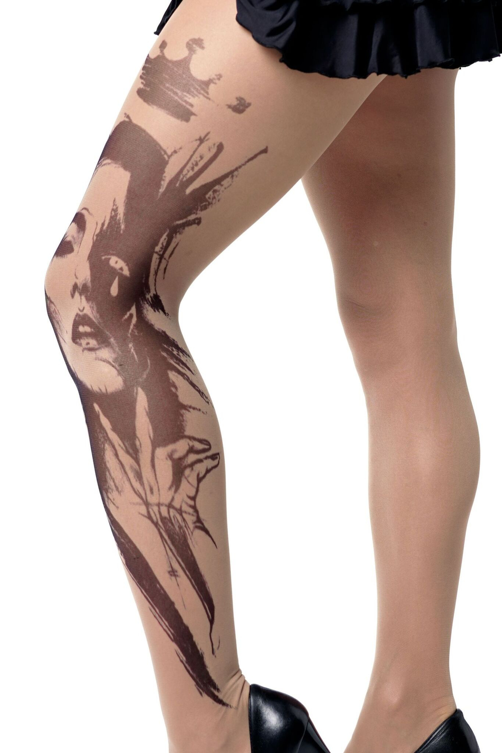 Колготки с принтом в виде королевы (Размер: S-M-L) (Цвет: бежевый)