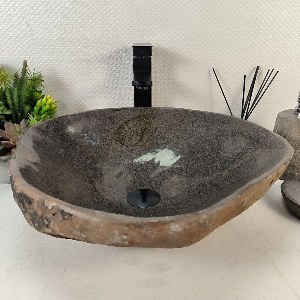 Каменная раковина из речного камня RS-05293 (48*44*15) 0862 из натурального камня