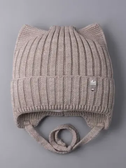 Шапка для девочки с ушками осенняя