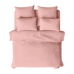 Комплект постельного белья розовый полосатый ЕВРО с наволочками 50/70 и 70/70