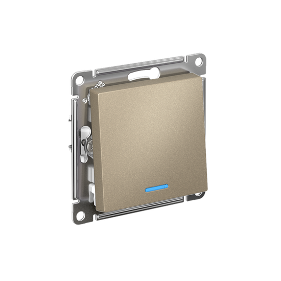 Переключатель проходной 1-кл. СП AtlasDesign 10А IP20 (сх. 6а) 10AX с подсветкой механизм шампань SE ATN000563