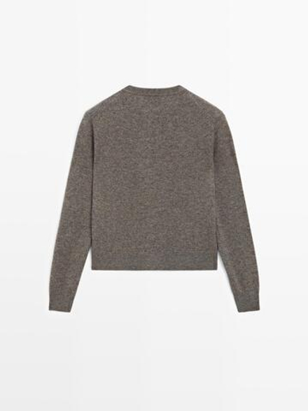 Massimo Dutti Кардиган из 100% шерсти с золотистыми пуговицами, кротово-коричневый