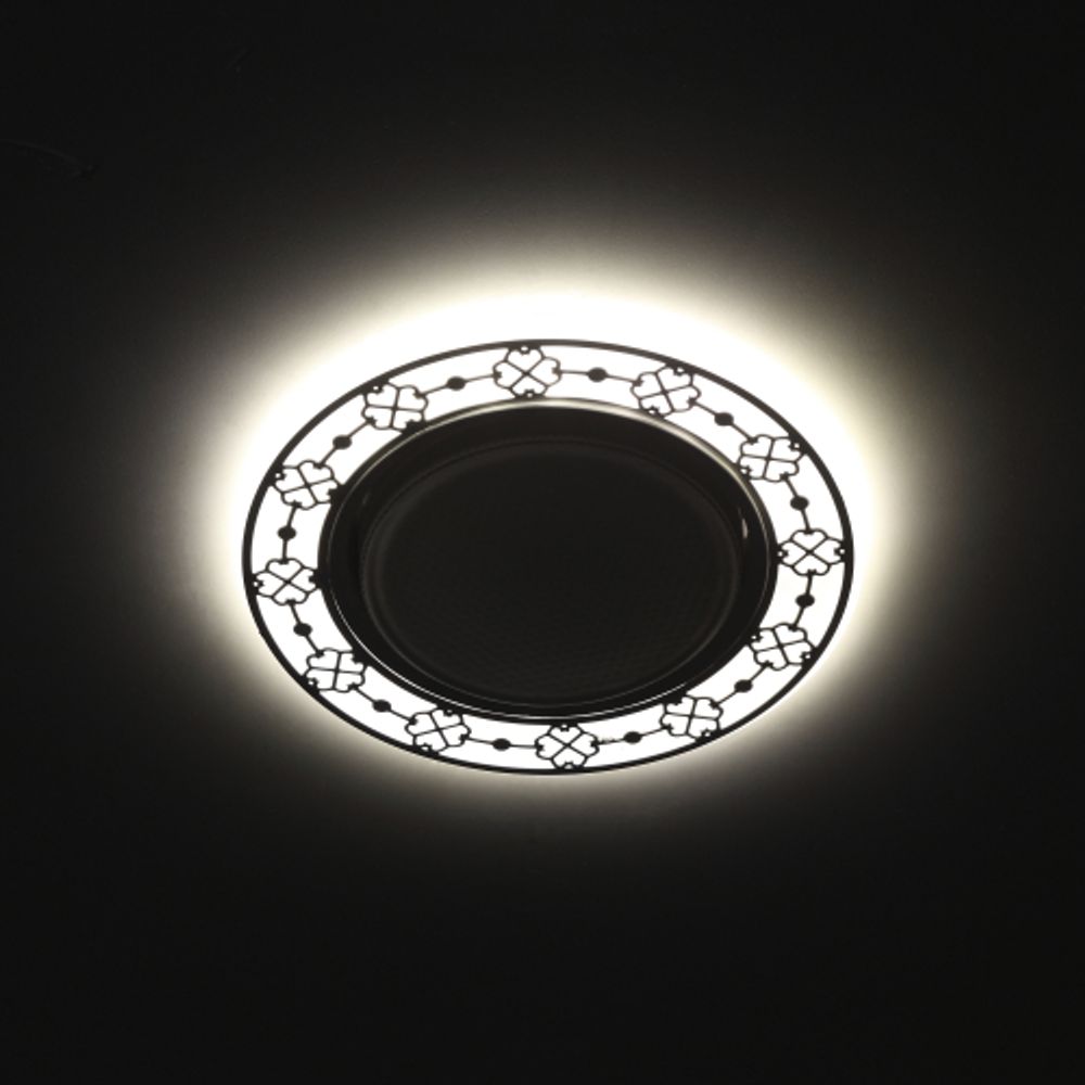 Светильник встраиваемый cо светодиодной подсветкой ЭРА DK LD28 WH/BK под лампу GX53 белый/черный