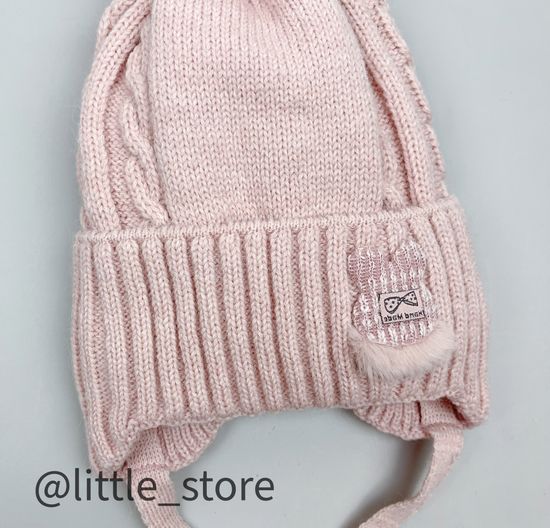 Шапка зимняя "Зайчик" Св пудра