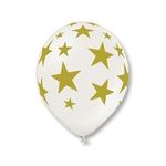 Шар (14"/36 см) Шелкография металлик, Звезды золот-070 25 шт.