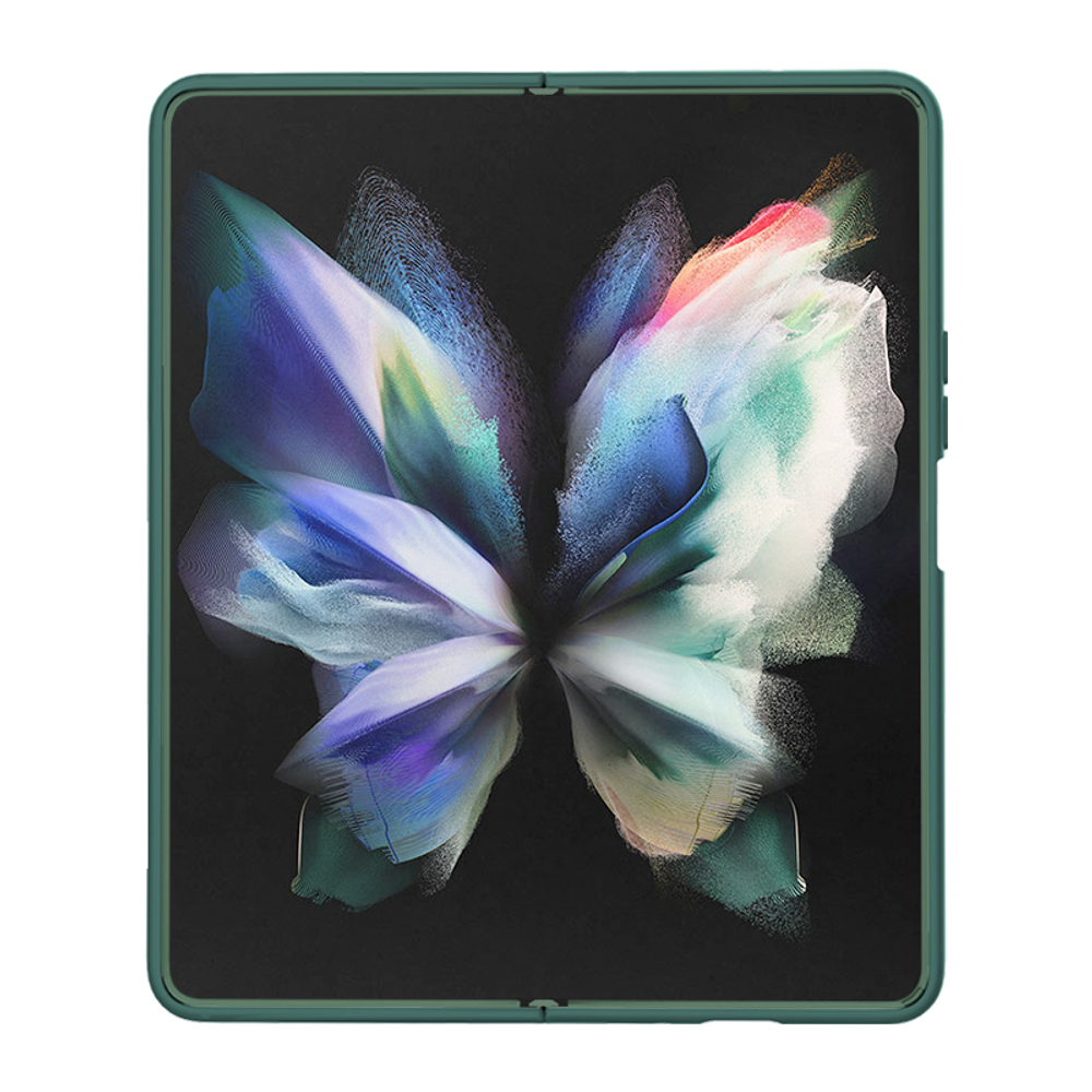 Чехол зеленого цвета от Nillkin для Samsung Galaxy Z Fold 4 5G, серия CamShield Silky Silicone (шелковистый силикон) с защитной шторкой для камеры