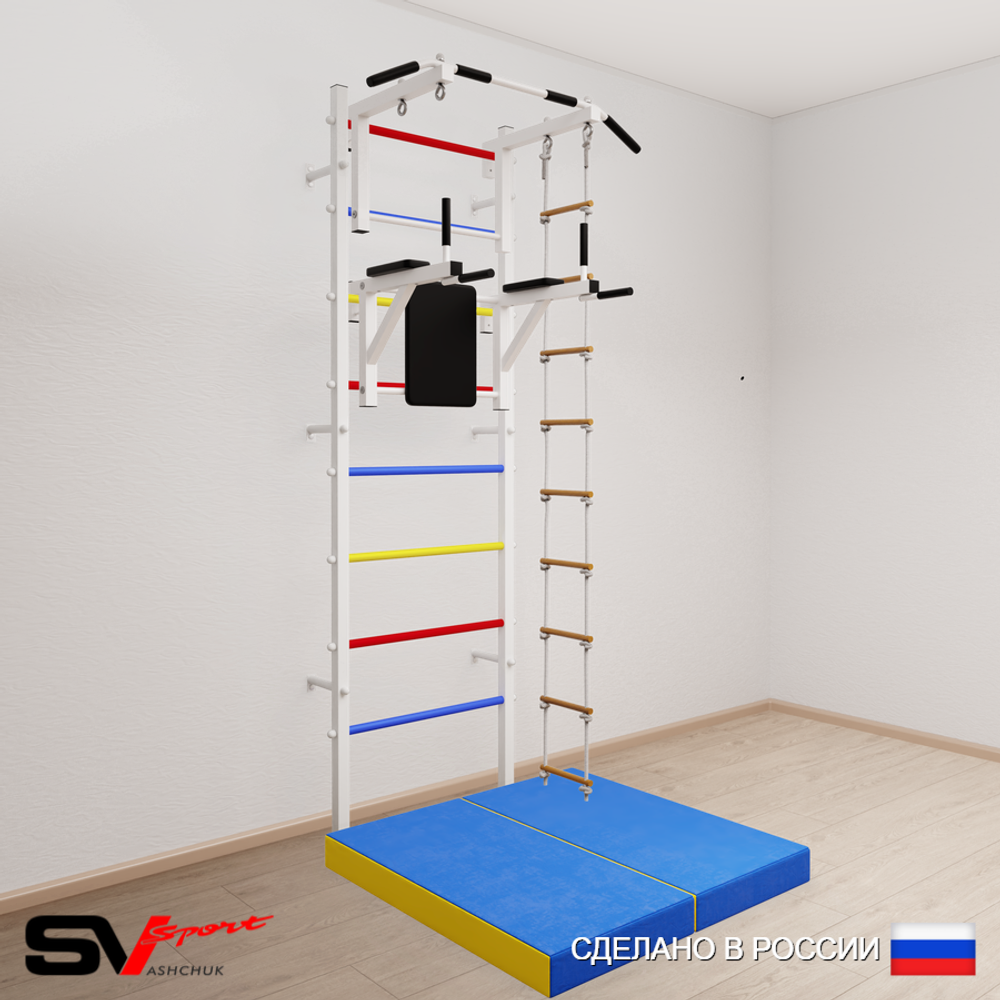 Шведская стенка Sv Sport усиленная 6724 (Турник стандарт/Брусья/Лестница/Мат 1м)