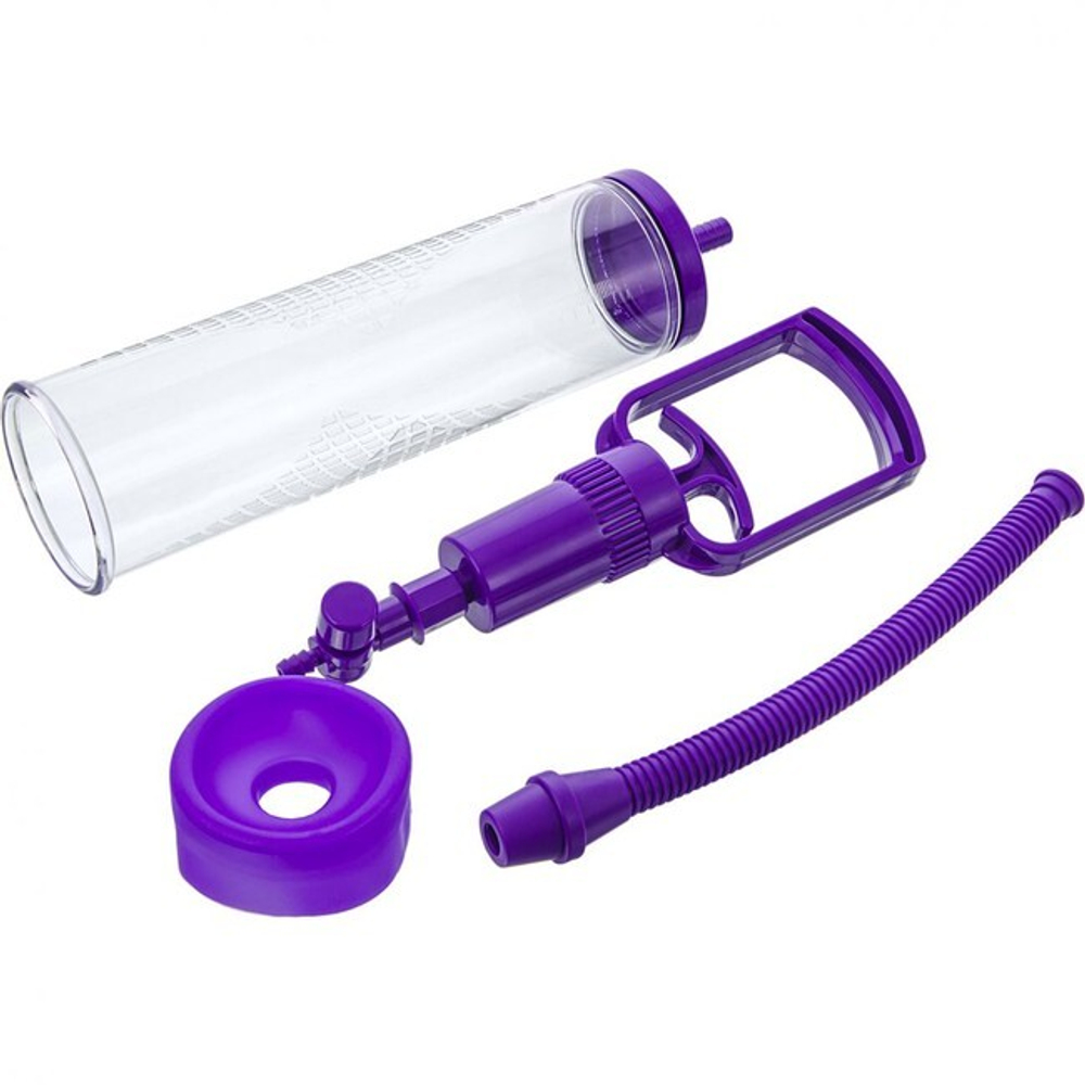 Поршневая вакуумная помпа Sexus Men Erection (22 см, прозрачный с фиолетовым) (Цвет: прозрачно с фиолетовым)