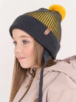 Шапка из смесовой шерсти "Горчица" на завязках
