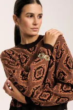 Лонгслив Idel Тюбетейка укороченный коричневый