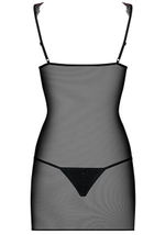 Сорочка полупрозрачная с узором по бокам и стринги Amanta (Obsessive) SM (42-44) (Цвет: черный, голубой)