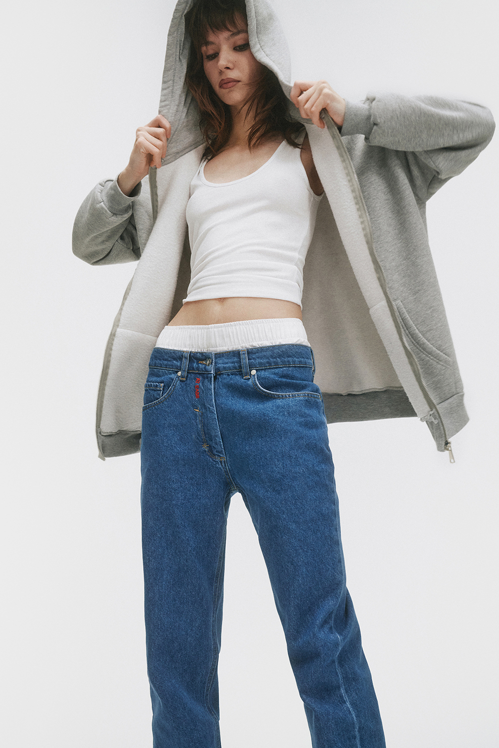 Джинсы женские прямые синего цвета Woman Jeans Straight Dark Blue