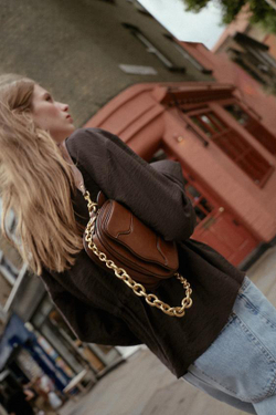 ZARA МИНИ-СУМКА С ЦЕПОЧКОЙ, КОРИЧНЕВЫЙ