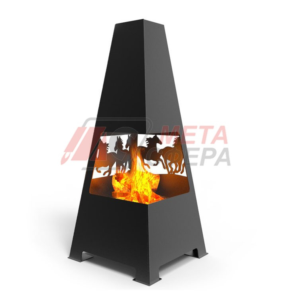 Уличный камин Лошади