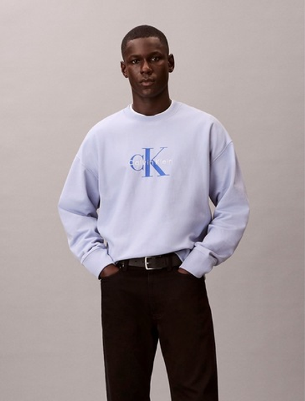 Свитшот Calvin Klein Premium Terry Monogram Logo Relaxed Casual Blue