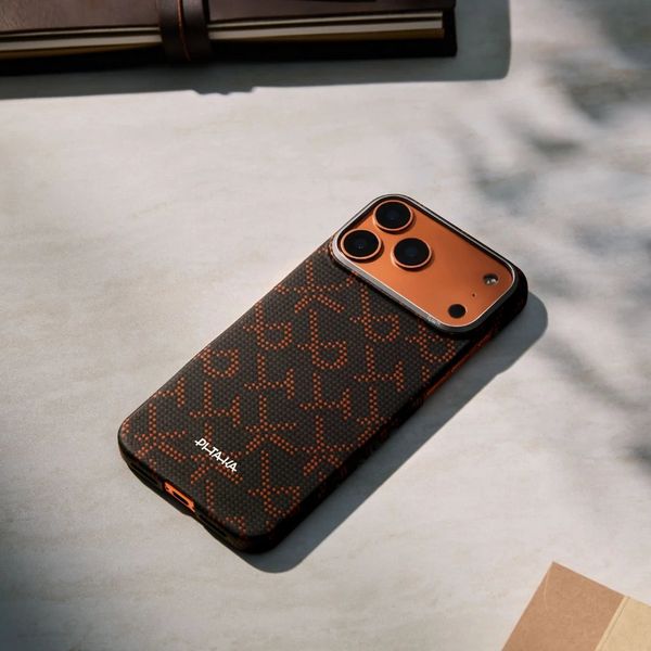 Чехол Pitaka Edge Case для iPhone 17 Pro Max, Чёрно-оранжевый монограм | Monogram Black/Orange