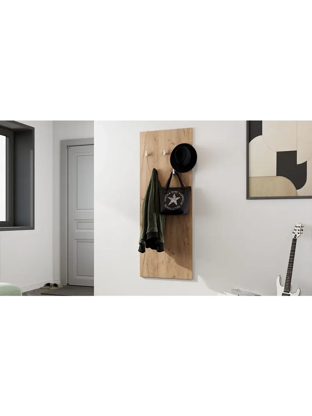 Прихожая с вешалкой Дуб Крафт золотой 145х43х226