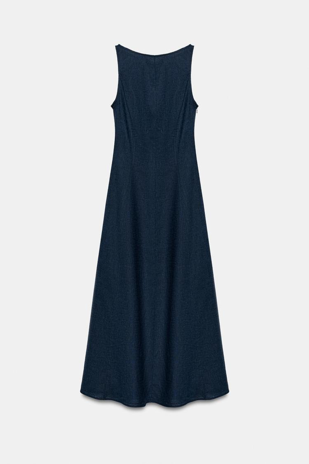 ZARA ПЛАТЬЕ МИДИ ИЗО ЛЬНА С ОТКРЫТОЙ СПИНОЙ, СИНИЙ