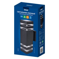 UUL-S24A 2x60W-E27 IP65 BLACK Светильник уличный. под две лампы Е27. Архитектурный накладной. Корпус черный. TM Uniel