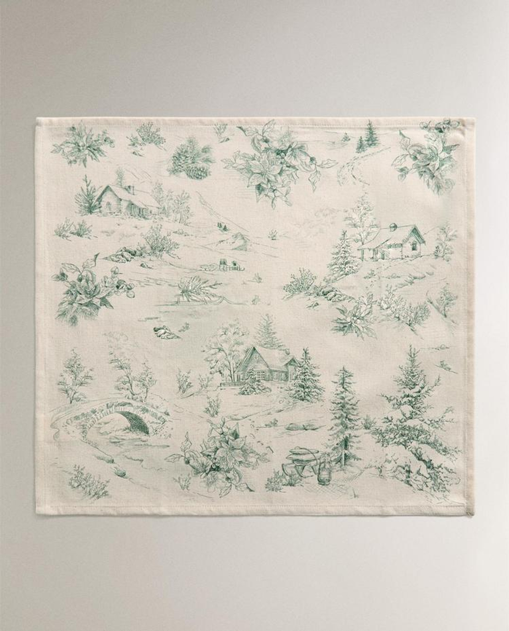 ZARA HOME КУХОННЫЕ ПОЛОТЕНЦА С РОЖДЕСТВЕНСКИМ УЗОРОМ (НАБОР ИЗ 2 ШТ.), ЗЕЛЕНЫЙ