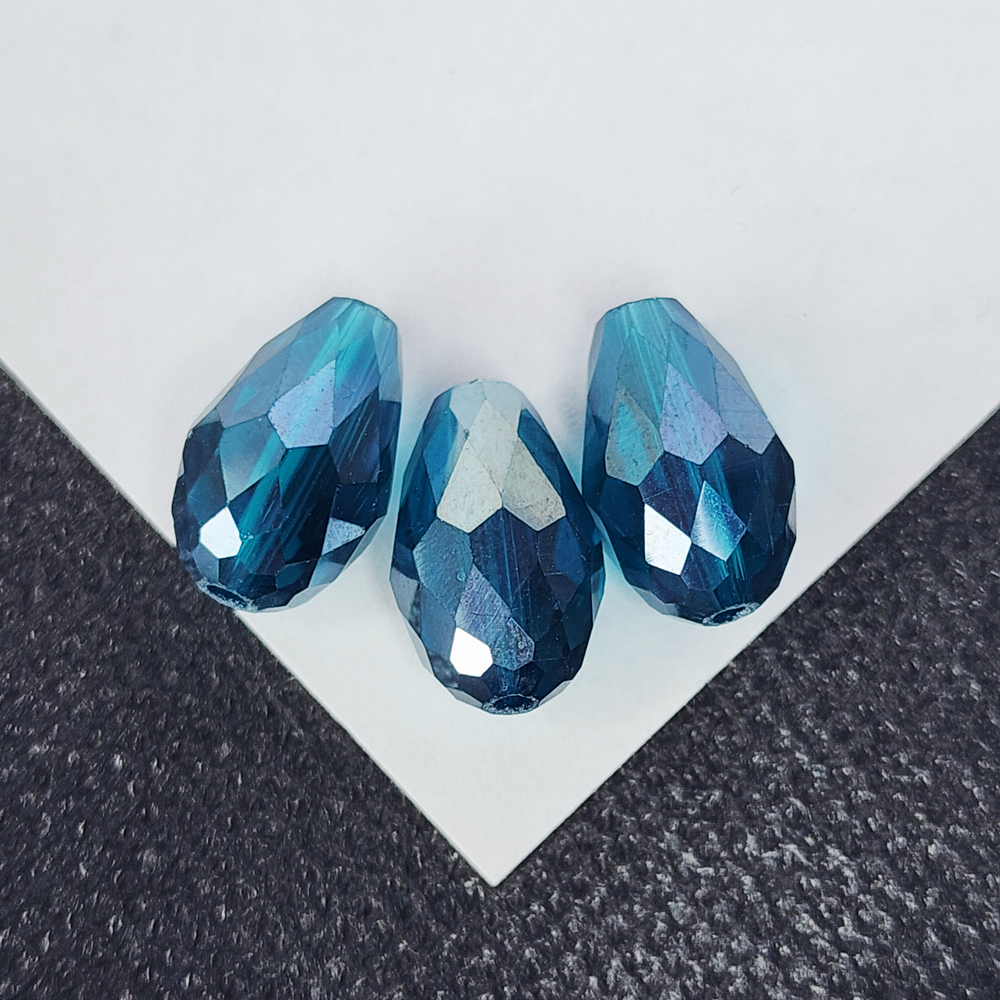 Бусина капля, хрусталь, цвет индиголит, р-р 15×10мм, штучно