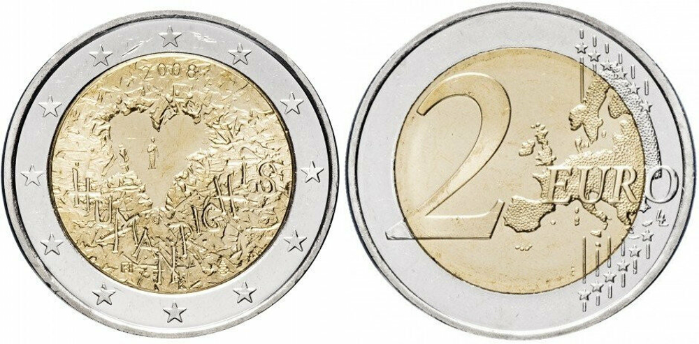 Финляндия 2 евро, 2008 60 лет Всеобщей Декларации Прав Человека