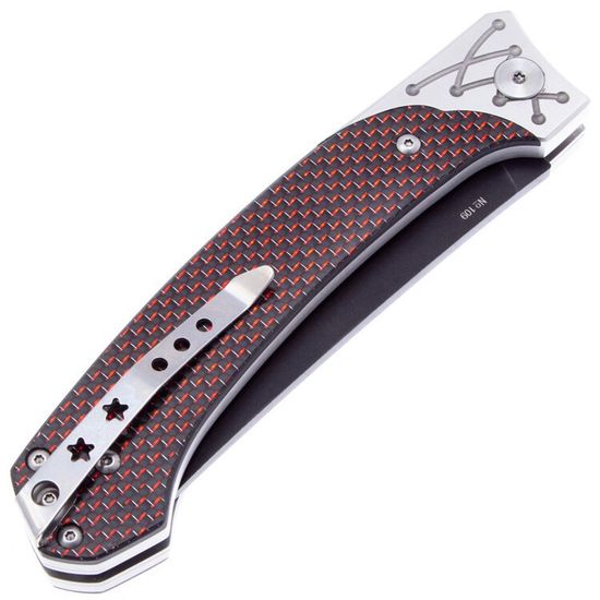 Складной нож Reptilian Пчак-1 red c клинком из стали D2, рукоять карбон