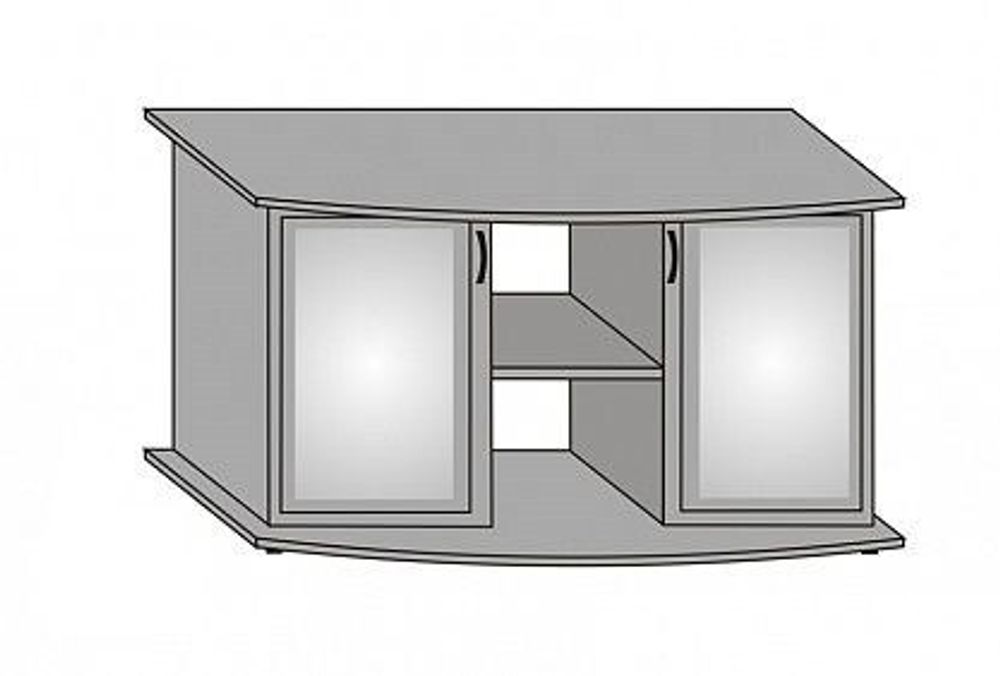 Тумба фигурная 120*40*70 груша, с 2я тонированными стеклянными дверцами+МДФ (АкваПлюс)