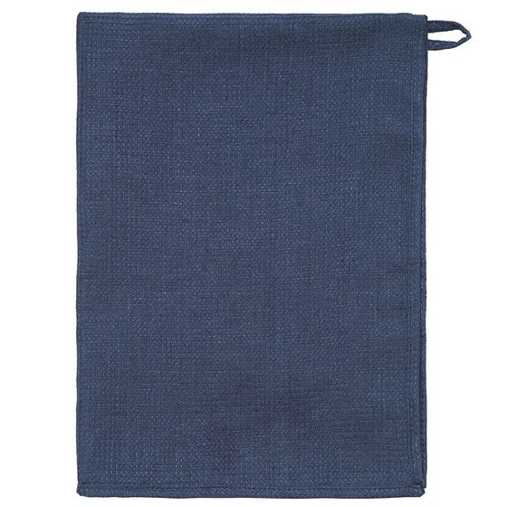 Набор из двух вафельных полотенец изо льна темно-синего цвета Essential, 50х70 см